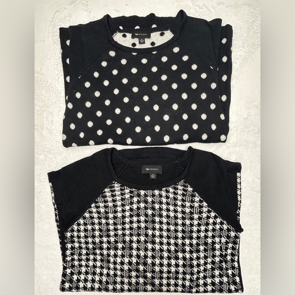 AB Studio Black and White Patterned Sweaters Size M